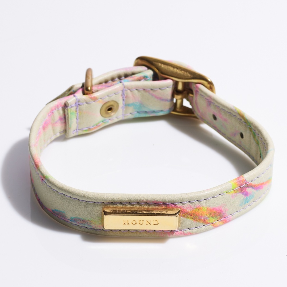 Leather Dog Collar by Hound Collection with Gold Bar Logo